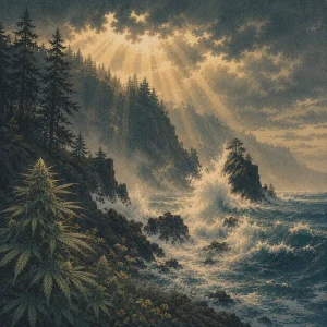 Oceanic cinematic artwork inspired by Moby Dick seeds cannabis genetics
