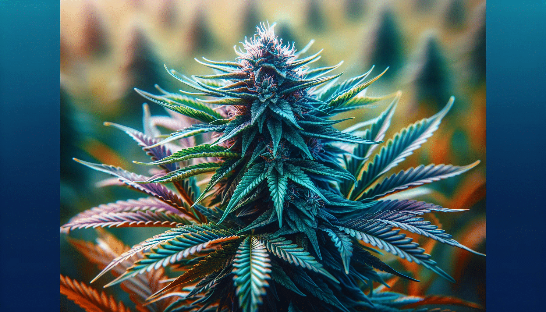 Illustration of cannabis plant with leaves and flowers