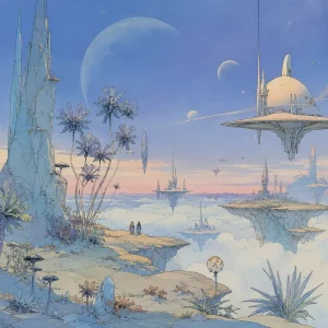 Dreamlike coastal artwork inspired by Blue Dream seeds cannabis genetics