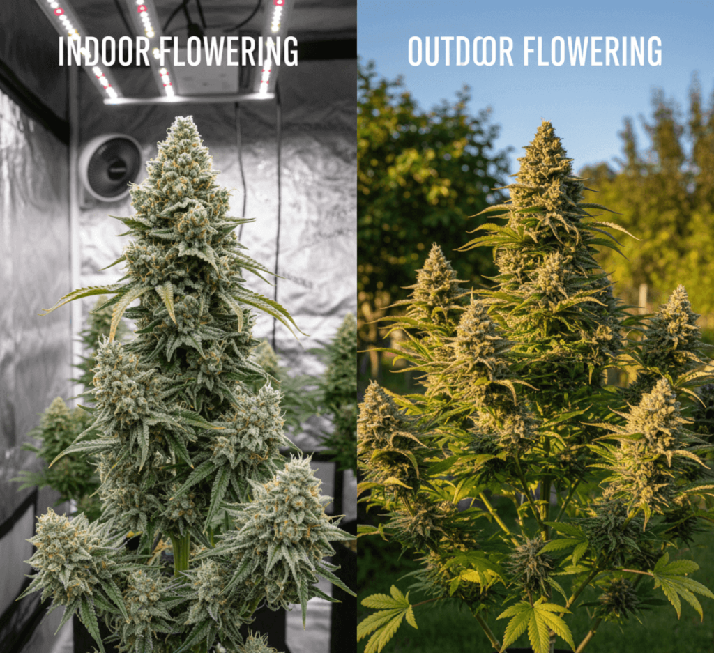 Featured image of Gorilla-Glue-Flowering-Time-Indoor-vs-Outdoor comparison