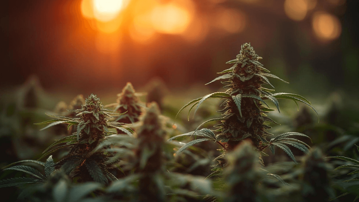 Bruce Banner cannabis plants nearing harvest in Australia with dense resinous buds