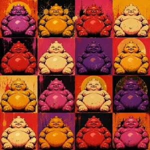 Grotesque neo-pop artwork inspired by Fat Bastard cannabis genetics