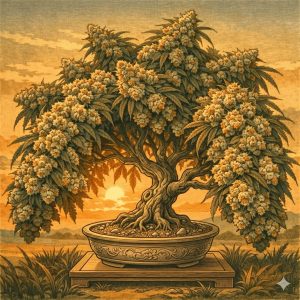 auto fat bastard feminised seeds australia illustrated cannabis bonsai heavy bud load amber sunset