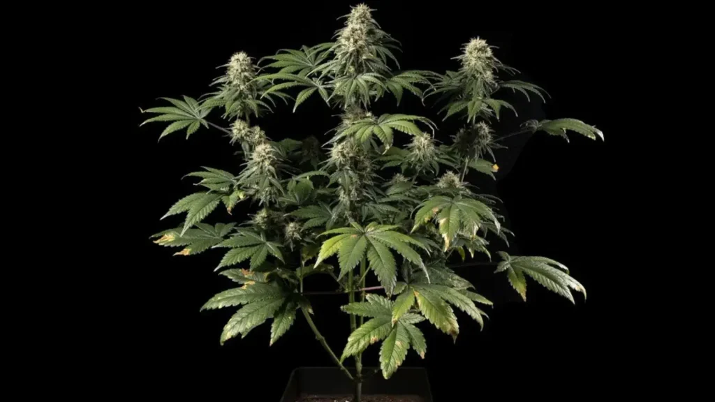 Jack Herer feminised cannabis plant showing tall sativa structure with multiple colas in late flower